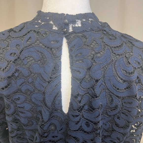 Black Tape | Navy and Black Lace Shift Dress Whimsigoth Preppy Cocktail Sz 8 - Picture 5 of 9